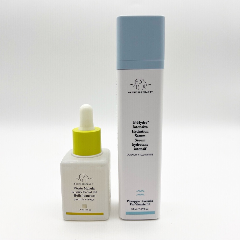 Drunk Elephant duo: Virgin Marula oil and B-Hydra full size